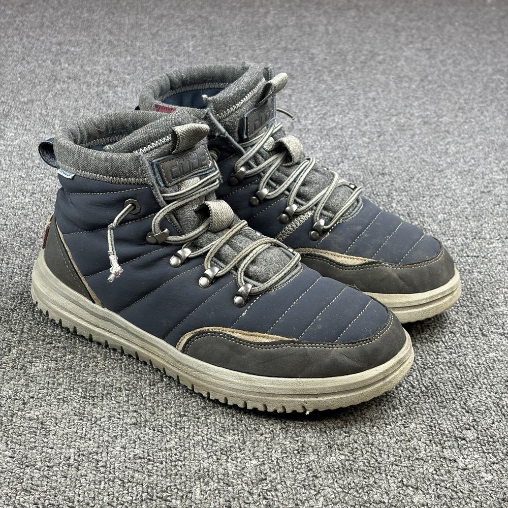 HEYDUDE Charlie Navy Mid Top Boots Mens Size 8 Casual Comfort Shoes Winter Snow
